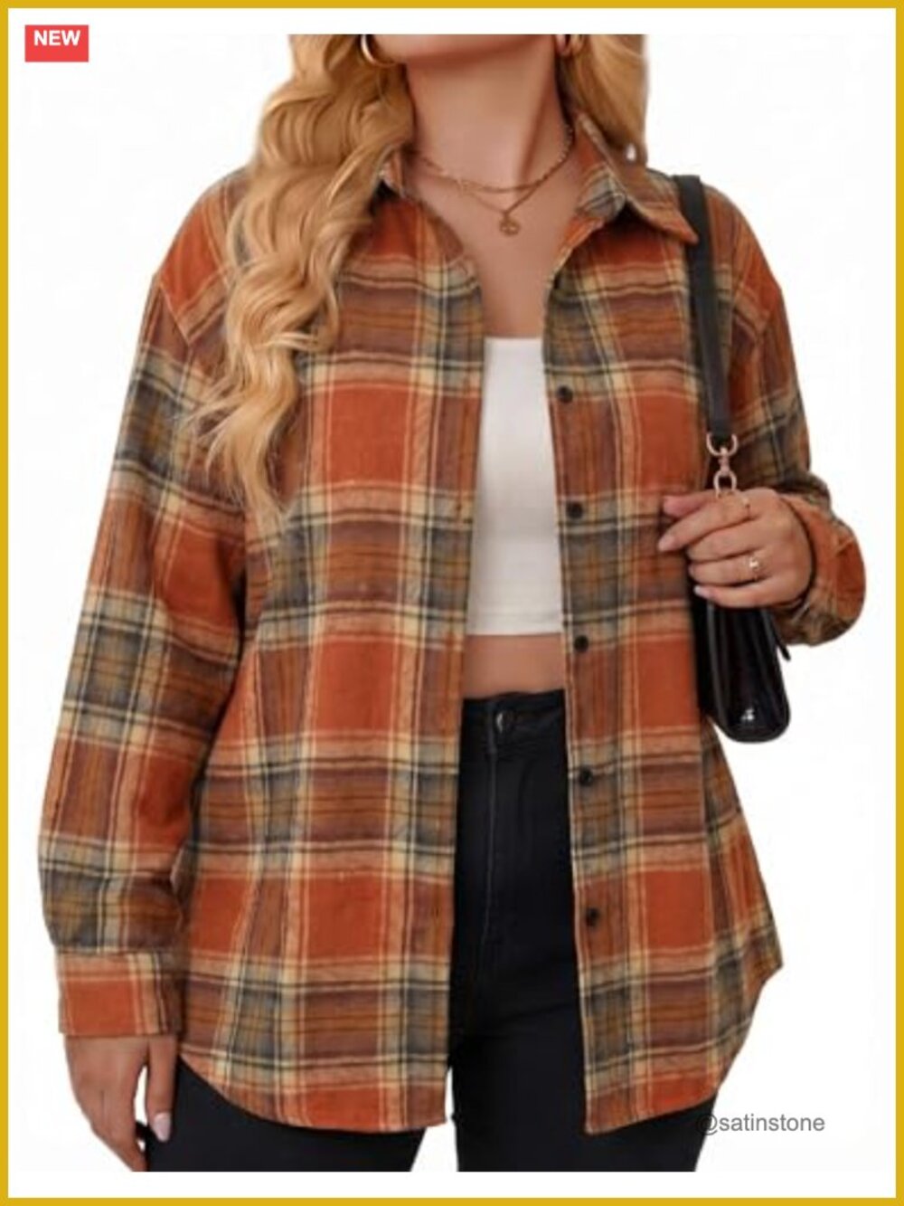 Plus Size Flannel Shirt Plaid Button Down Long Sleeve Casual Shacket
